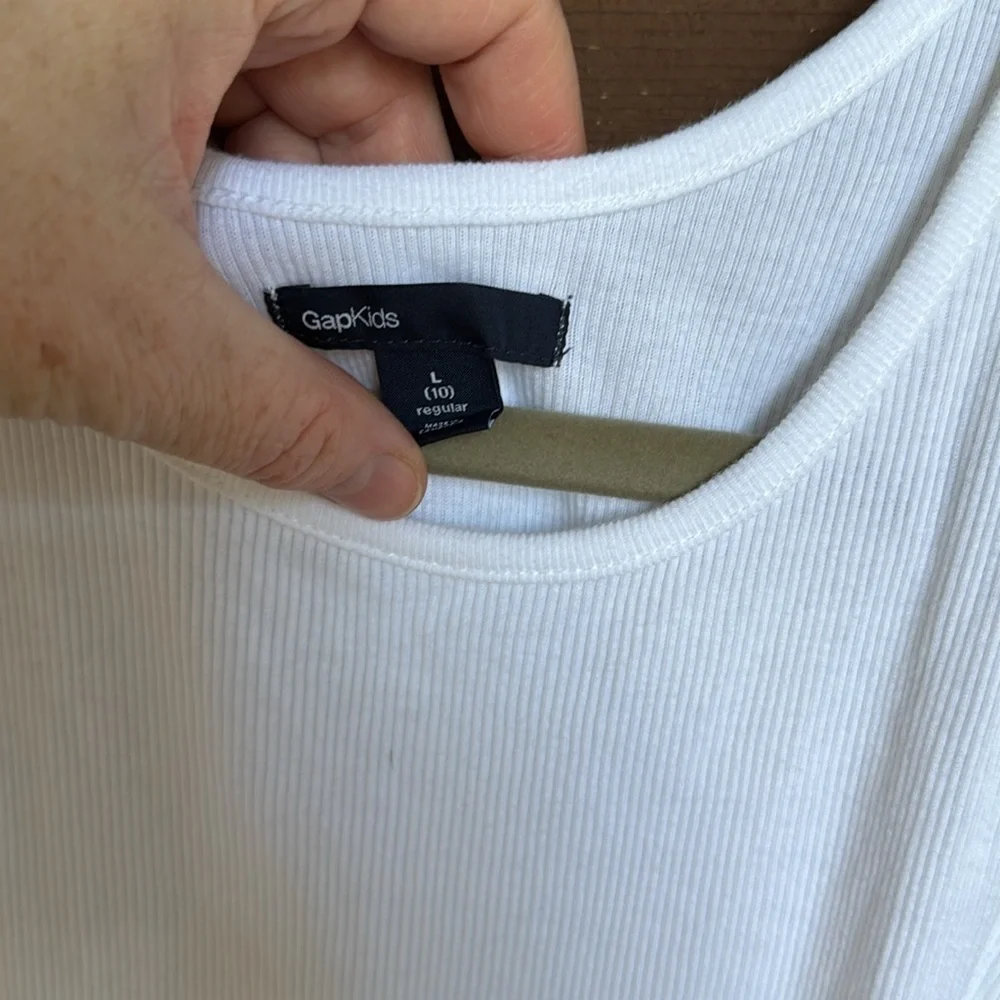 GAP Kids White Ribbed Tank Eyelet trim dress size L (10)